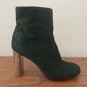 CELINE Olive Green Pony Hair Boots